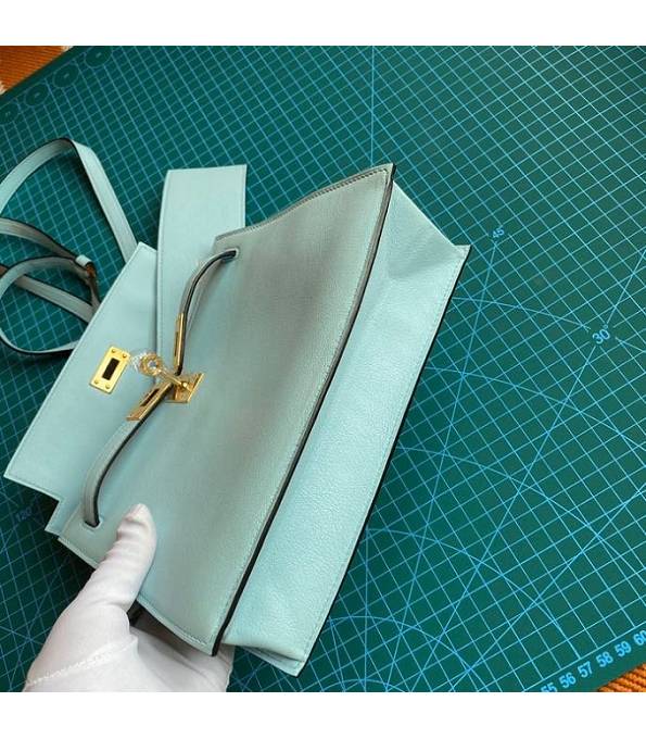 Hermes Kelly 22cm DanSe Macaron Blue Original Swift Leather Golden Metal Handbag