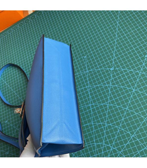 Hermes Kelly 22cm DanSe Hydra Blue Original Swift Leather Silver Metal Handbag