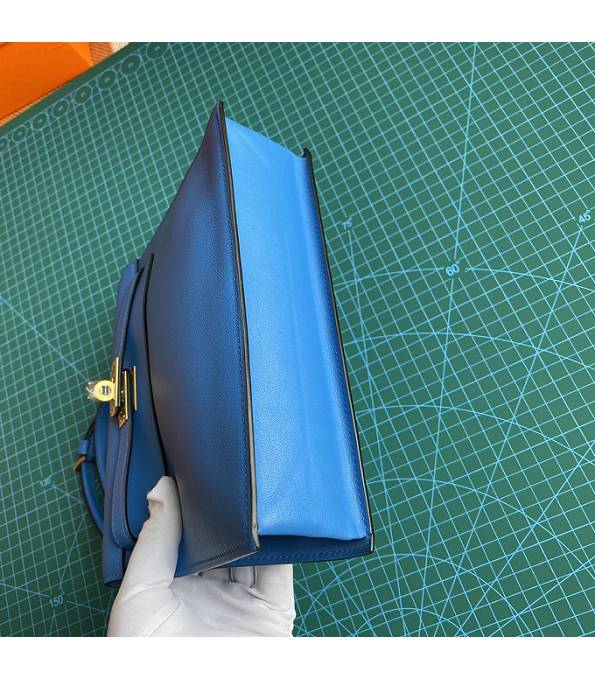 Hermes Kelly 22cm DanSe Hydra Blue Original Swift Leather Golden Metal Handbag