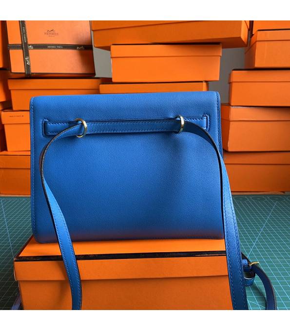 Hermes Kelly 22cm DanSe Hydra Blue Original Swift Leather Golden Metal Handbag