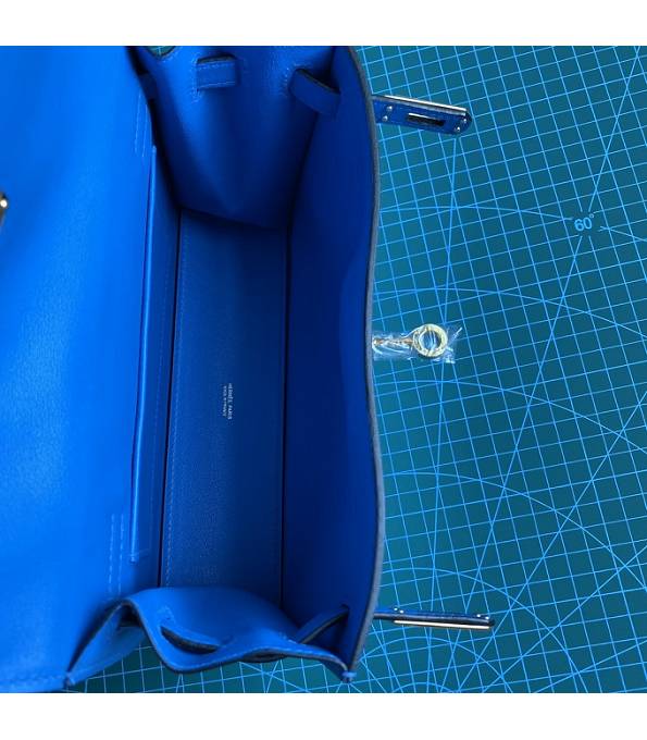 Hermes Kelly 22cm DanSe Hydra Blue Original Swift Leather Golden Metal Handbag