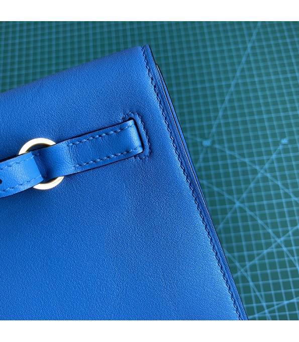 Hermes Kelly 22cm DanSe Hydra Blue Original Swift Leather Golden Metal Handbag