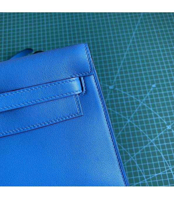 Hermes Kelly 22cm DanSe Hydra Blue Original Swift Leather Golden Metal Handbag