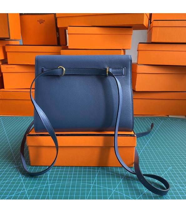 Hermes Kelly 22cm DanSe Greece Blue Original Swift Leather Golden Metal Handbag
