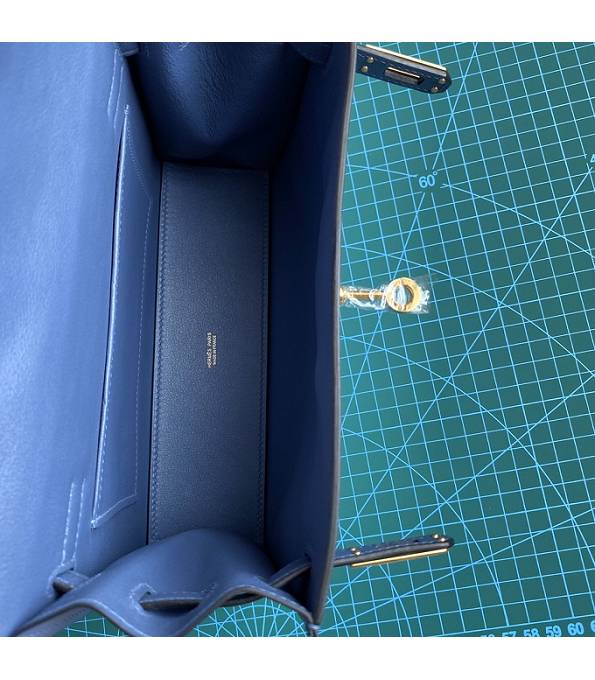 Hermes Kelly 22cm DanSe Greece Blue Original Swift Leather Golden Metal Handbag