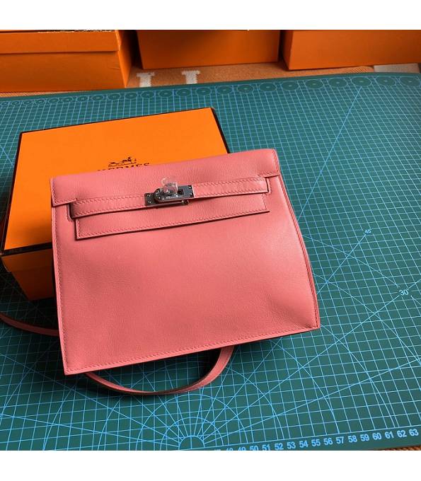 Hermes Kelly 22cm DanSe Lipstick Pink Original Swift Leather Silver Metal Handbag
