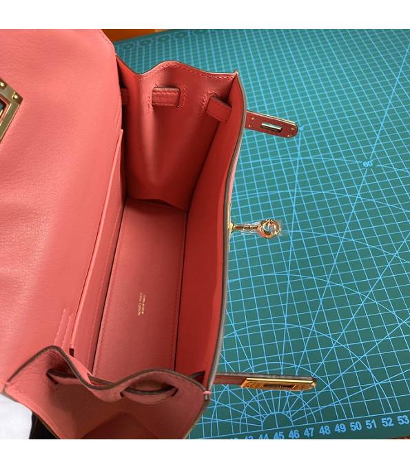 Hermes Kelly 22cm DanSe Lipstick Pink Original Swift Leather Golden Metal Handbag