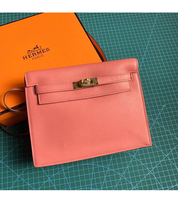 Hermes Kelly 22cm DanSe Lipstick Pink Original Swift Leather Golden Metal Handbag