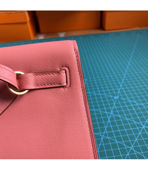Hermes Kelly 22cm DanSe Lipstick Pink Original Swift Leather Golden Metal Handbag