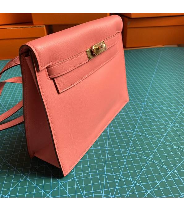 Hermes Kelly 22cm DanSe Lipstick Pink Original Swift Leather Golden Metal Handbag