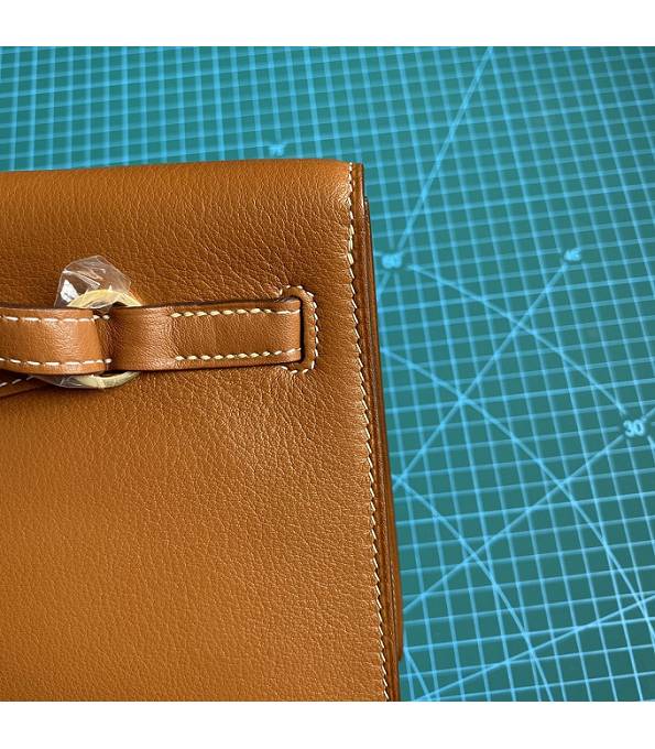 Hermes Kelly 22cm DanSe Golden Brown Original Swift Leather Golden Metal Handbag
