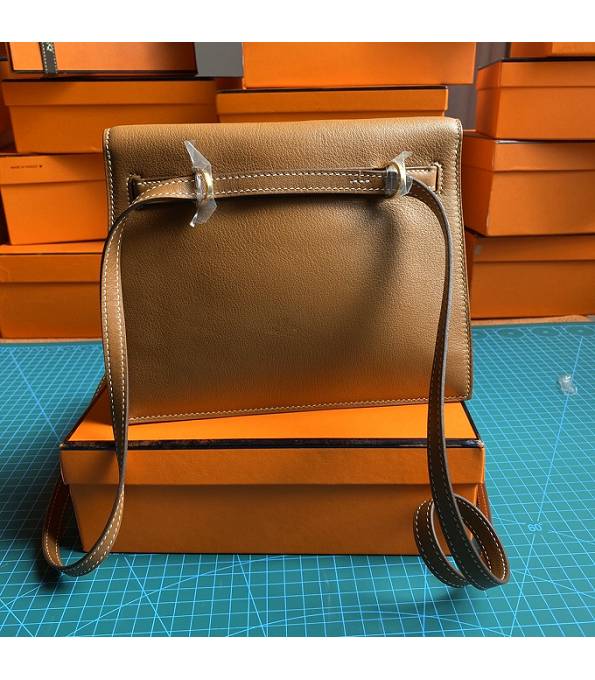 Hermes Kelly 22cm DanSe Golden Brown Original Swift Leather Golden Metal Handbag