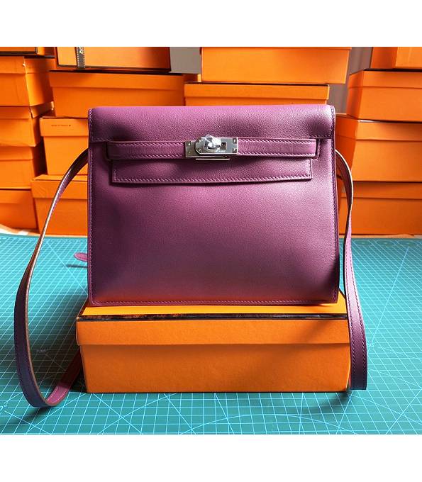 Hermes Kelly 22cm DanSe Actinia Purple Original Swift Leather Silver Metal Handbag