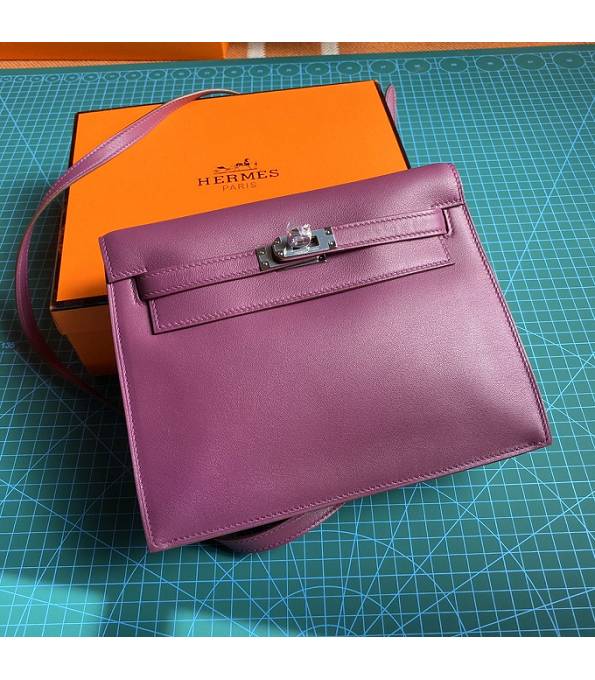 Hermes Kelly 22cm DanSe Actinia Purple Original Swift Leather Silver Metal Handbag