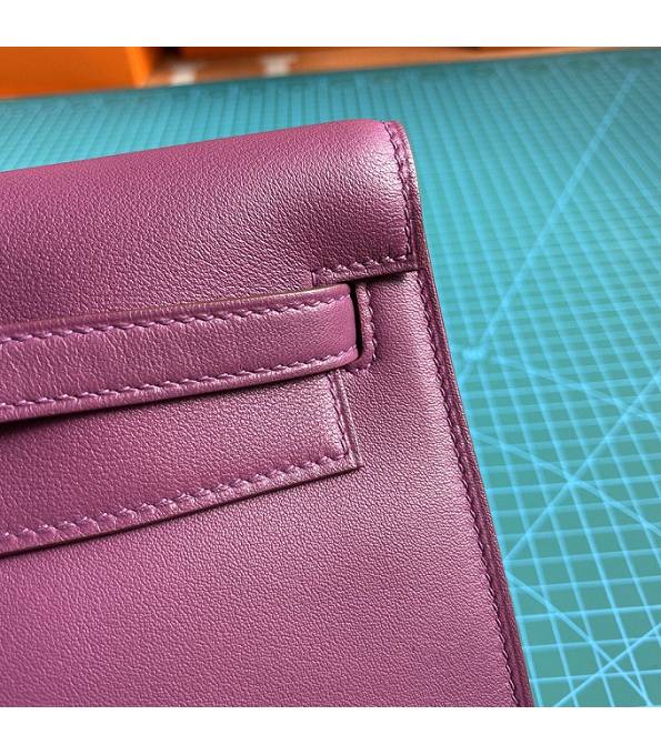 Hermes Kelly 22cm DanSe Actinia Purple Original Swift Leather Silver Metal Handbag