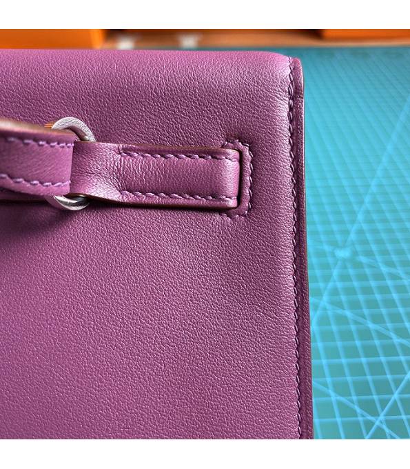 Hermes Kelly 22cm DanSe Actinia Purple Original Swift Leather Silver Metal Handbag