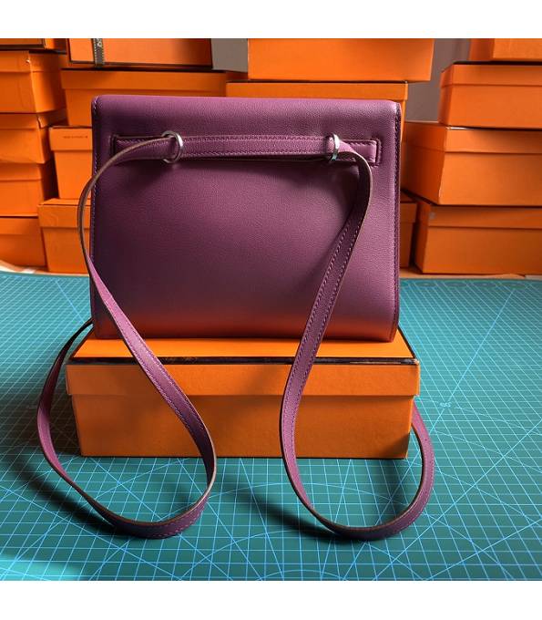 Hermes Kelly 22cm DanSe Actinia Purple Original Swift Leather Silver Metal Handbag