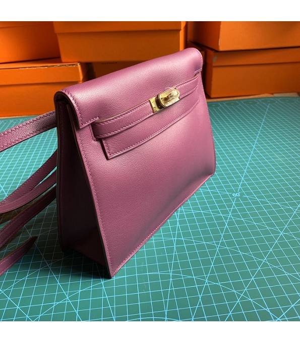 Hermes Kelly 22cm DanSe Actinia Purple Original Swift Leather Golden Metal Handbag