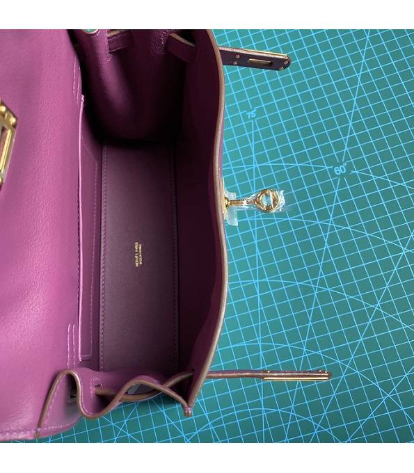 Hermes Kelly 22cm DanSe Actinia Purple Original Swift Leather Golden Metal Handbag