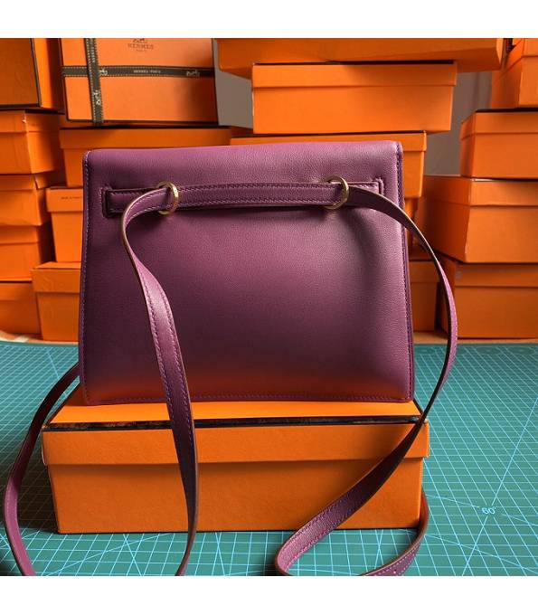 Hermes Kelly 22cm DanSe Actinia Purple Original Swift Leather Golden Metal Handbag