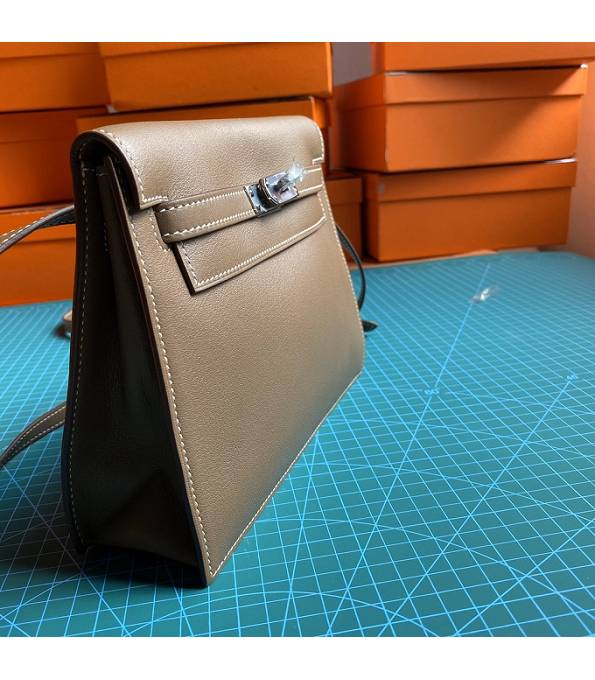 Hermes Kelly 22cm DanSe Elephant Grey Original Swift Leather Silver Metal Handbag