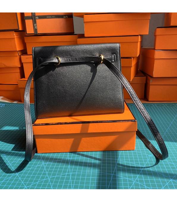 Hermes Kelly 22cm DanSe Black Original Swift Leather Golden Metal Handbag