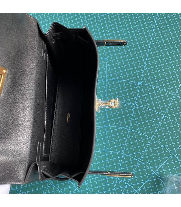 Hermes Kelly 22cm DanSe Black Original Swift Leather Golden Metal Handbag