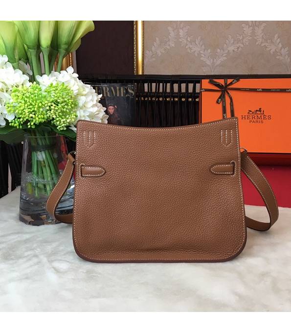 Hermes Small Jypsiere Brown Original Litchi Veins Calfskin Leather Messenger Bag Silver Metal