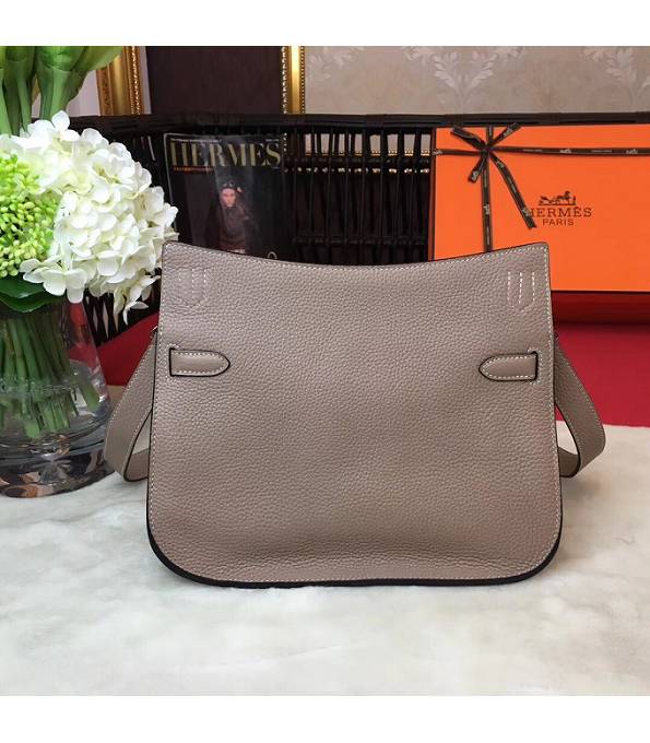 Hermes Small Jypsiere Elephant Grey Original Litchi Veins Calfskin Leather Messenger Bag Silver Metal