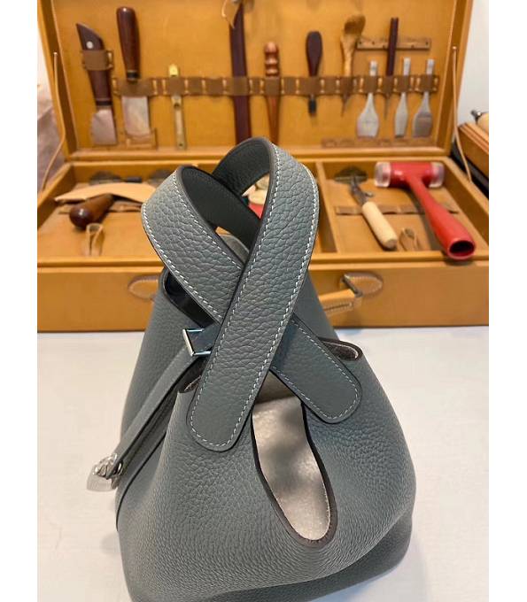 Hermes Mini Picotin Lock MM Bag Grey Green Imported Swift Leather