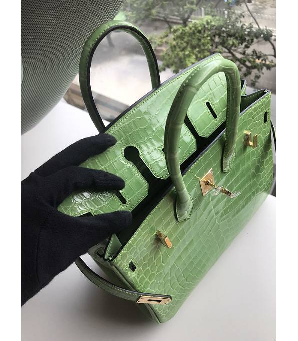 Hermes Birkin 25cm Bag Apple Green Original Ostrich Leather Golden Metal
