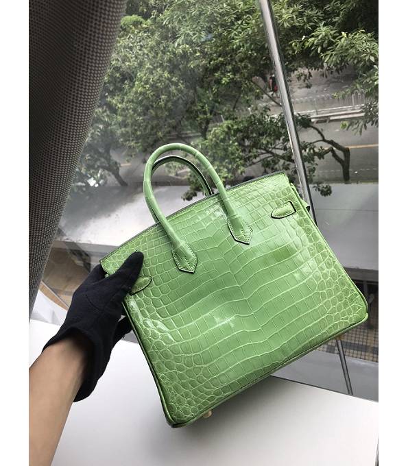 Hermes Birkin 25cm Bag Apple Green Original Ostrich Leather Golden Metal