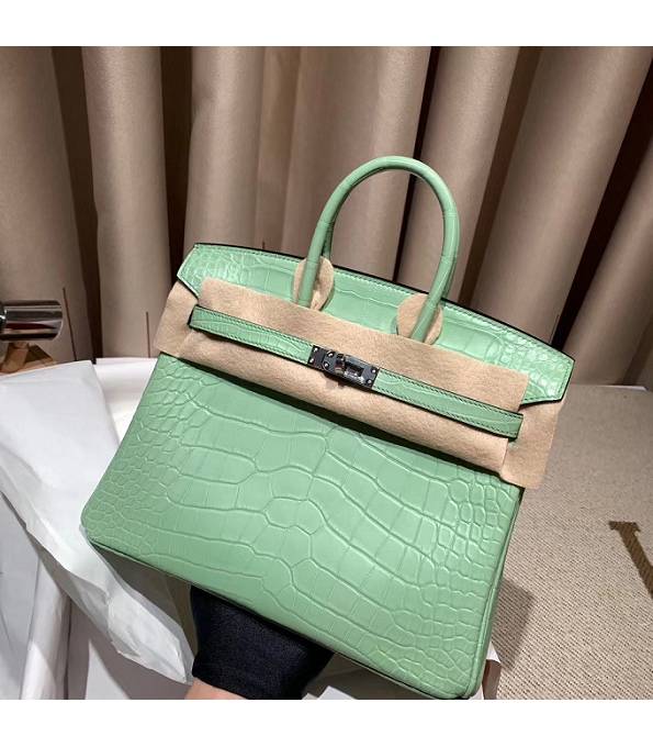 Hermes Birkin 25cm Bag Mint Green Original Ostrich Leather Silver Metal