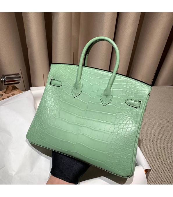 Hermes Birkin 25cm Bag Mint Green Original Ostrich Leather Silver Metal