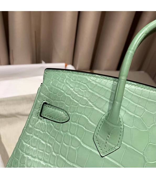 Hermes Birkin 25cm Bag Mint Green Original Ostrich Leather Silver Metal