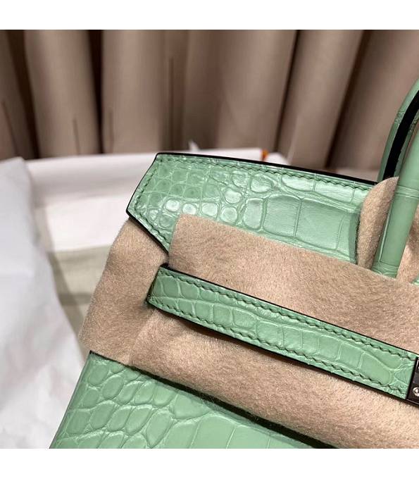 Hermes Birkin 25cm Bag Mint Green Original Ostrich Leather Silver Metal