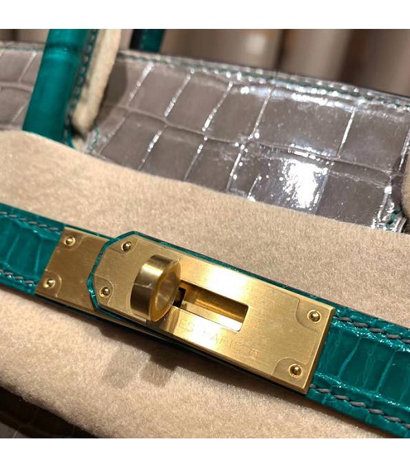 Hermes Birkin 30cm Bag Elephant Grey Real Croc Leather Golden Metal