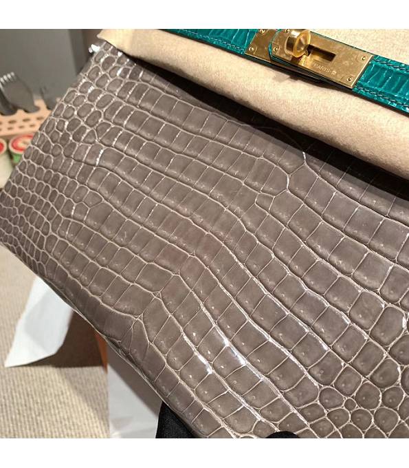 Hermes Birkin 30cm Bag Elephant Grey Real Croc Leather Golden Metal