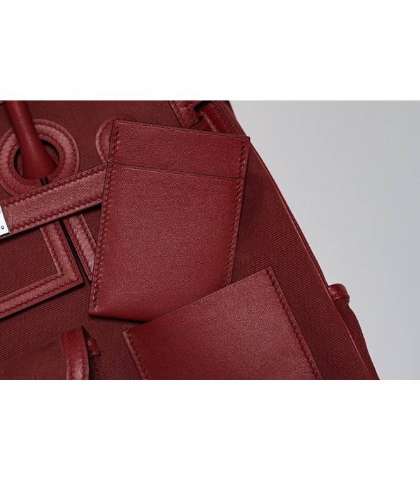 Hermes Cargo Birkin 35cm Bag Wine Red Canvas With Original Swift Calfskin Leather Silver Metal