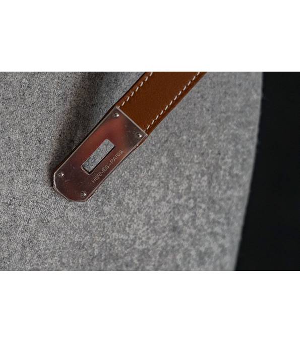 Hermes Birkin 40cm Bag Grey Suede With Brown Original Leather Silver Metal