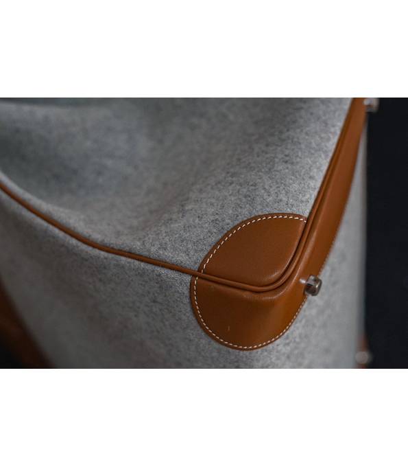 Hermes Birkin 40cm Bag Grey Suede With Brown Original Leather Silver Metal