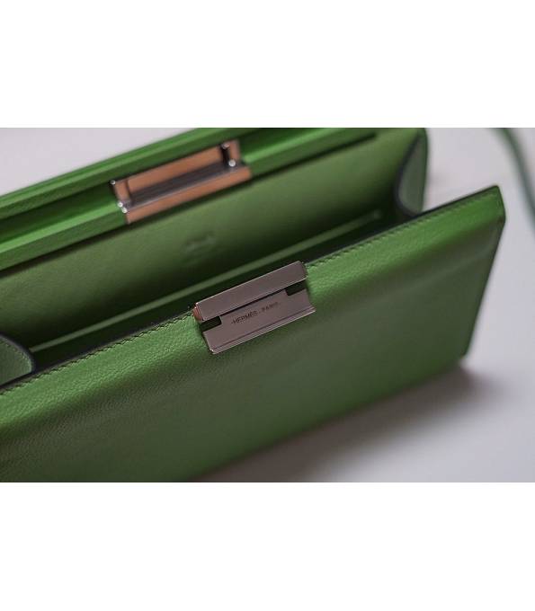 Hermes Clic H Green Original Calfskin Leather Silver Metal 21cm Tote Shoulder Bag