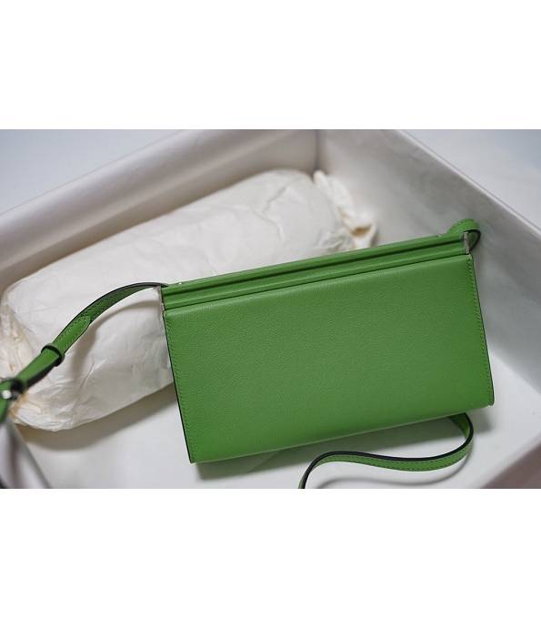 Hermes Clic H Green Original Calfskin Leather Silver Metal 21cm Tote Shoulder Bag