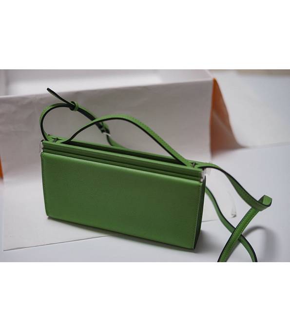 Hermes Clic H Green Original Calfskin Leather Silver Metal 21cm Tote Shoulder Bag