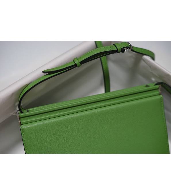 Hermes Clic H Green Original Calfskin Leather Silver Metal 21cm Tote Shoulder Bag