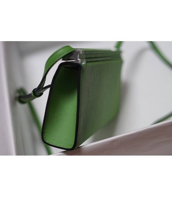 Hermes Clic H Green Original Calfskin Leather Silver Metal 21cm Tote Shoulder Bag