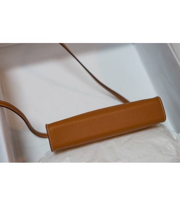 Hermes Clic H Brown Original Calfskin Leather Silver Metal 21cm Tote Shoulder Bag