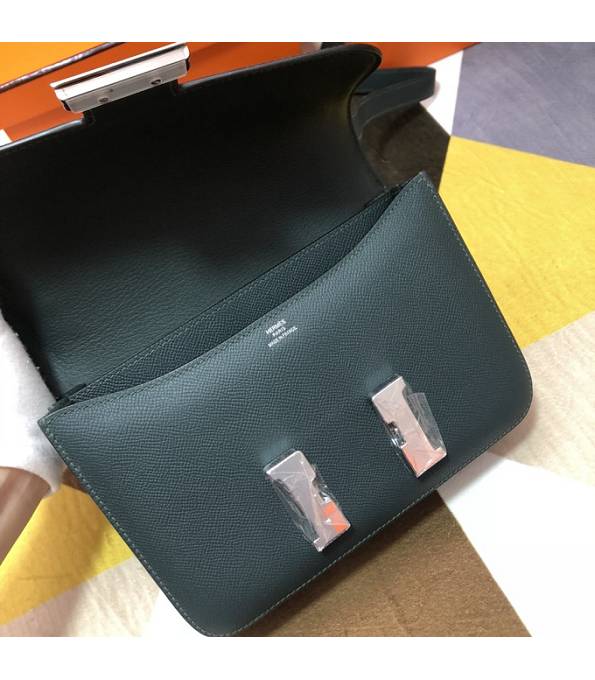 Hermes Constance 18cm Mini Bag Army Green Original Palm Veins Leather Silver Metal