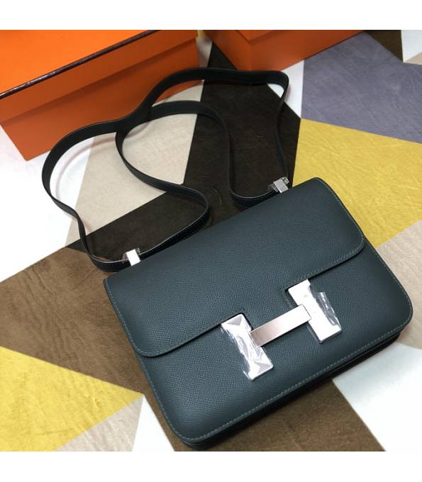 Hermes Constance 18cm Mini Bag Army Green Original Palm Veins Leather Silver Metal