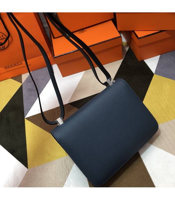 Hermes Constance 18cm Mini Bag Dark Blue Original Palm Veins Leather Silver Metal